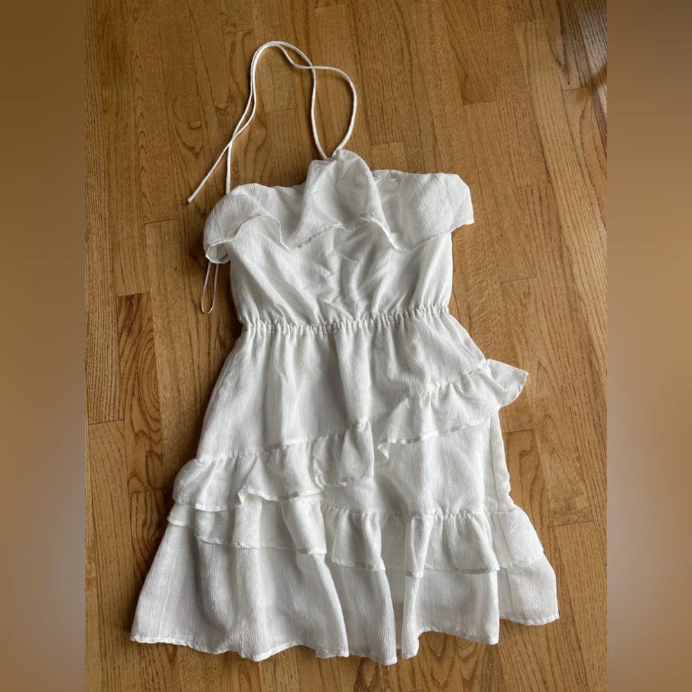 White High Neck Flowy Dress